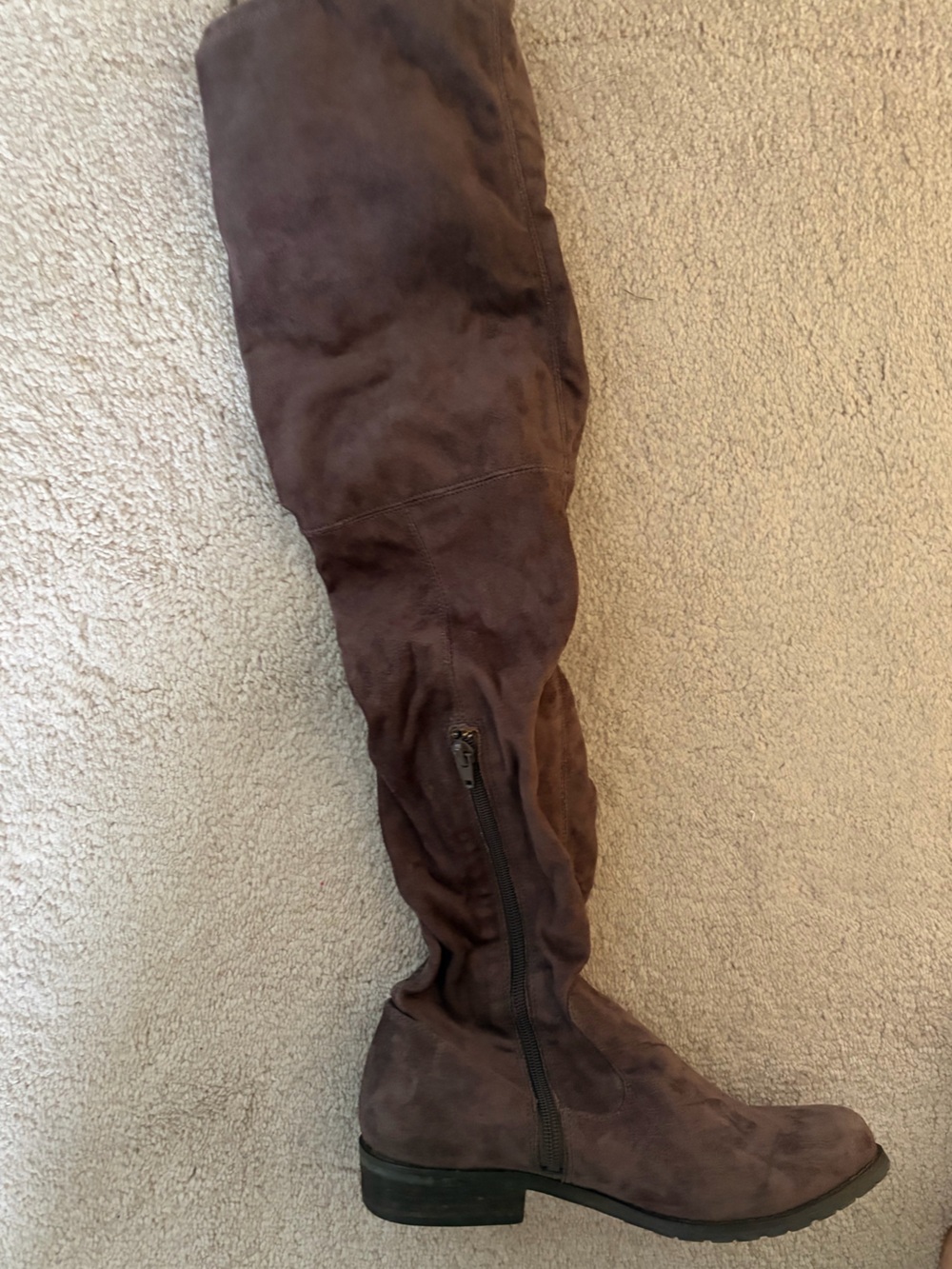 Suede Over-the-Knee Boot in Chocolate Brown